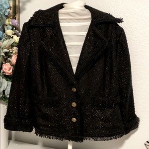 New York &Co Women’s 18 Black Gold Tweed Jacket